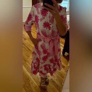 PATTY KIM Pink and White Shirt Dress